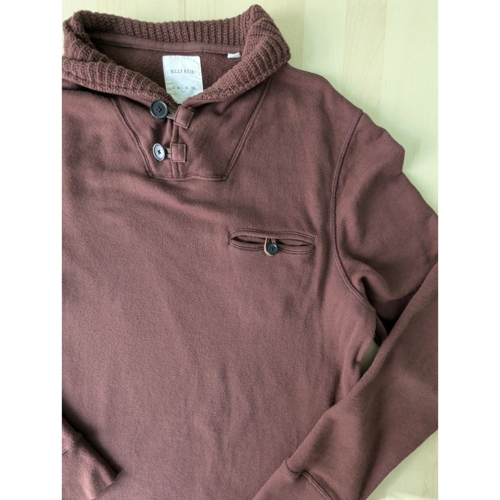 Billy Reid Shiloh Shawl Collar 100% Cotton W/‎ Leather Button Loops Sweater - Picture 3 of 8